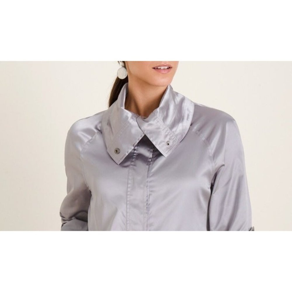 Chicos jacket gray silver windbreaker coat sweater